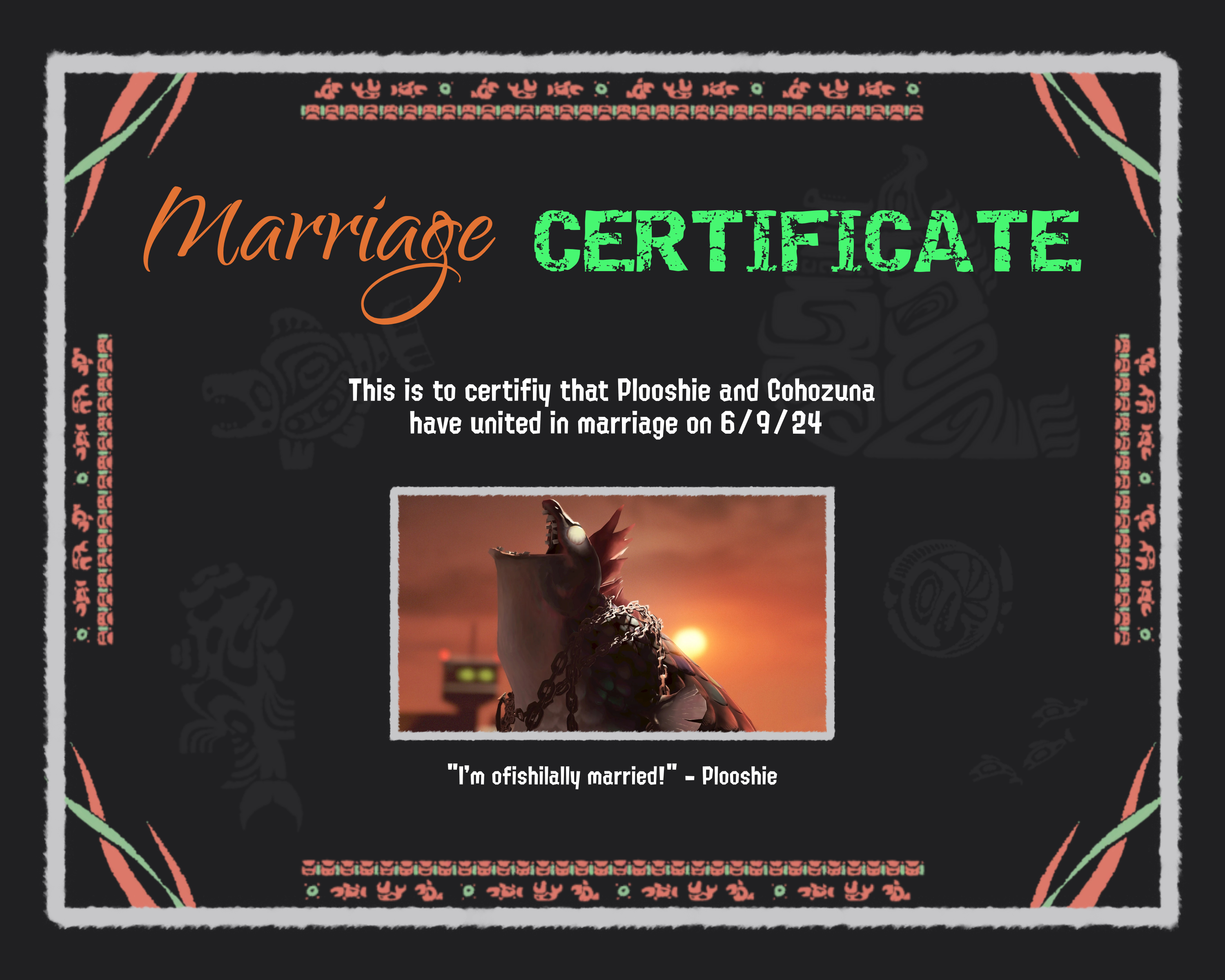 Splatoon Salmon Run Marriage Certificate